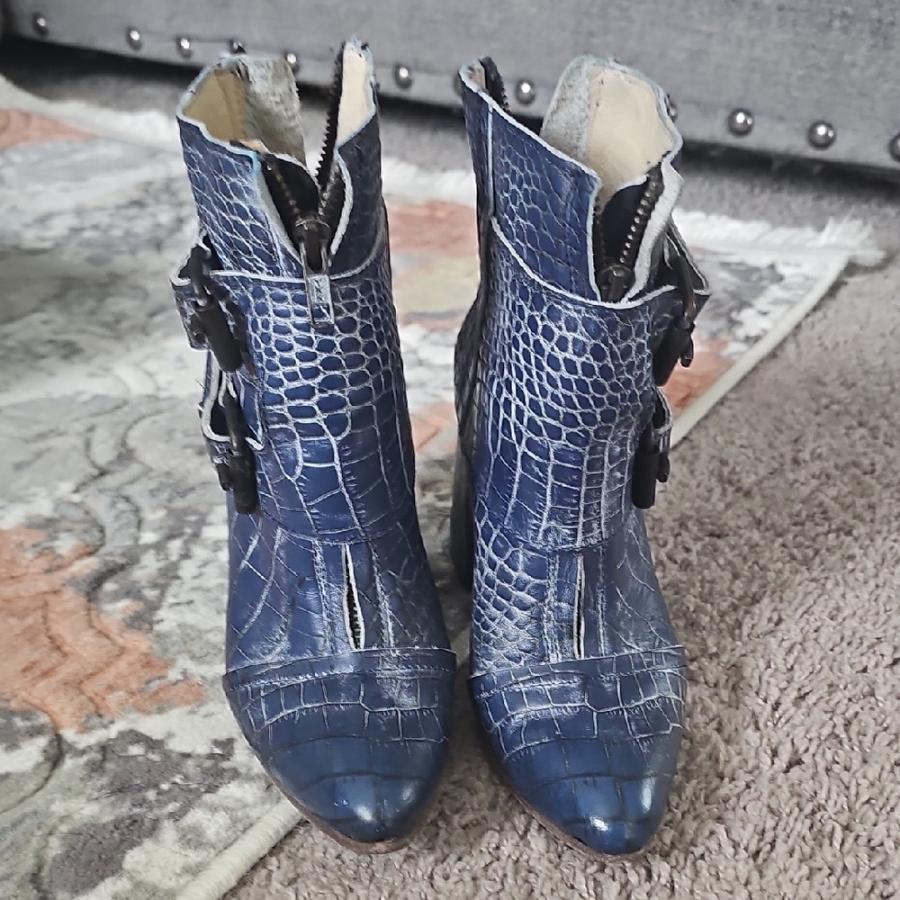 Freebird by Steven Blue Ankle Boots with Stiletto Heel